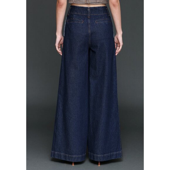 New Avec Les Filles Cinch Waist Wide Leg Jeans Rinse Wash 26 $138 - Picture 4 of 7